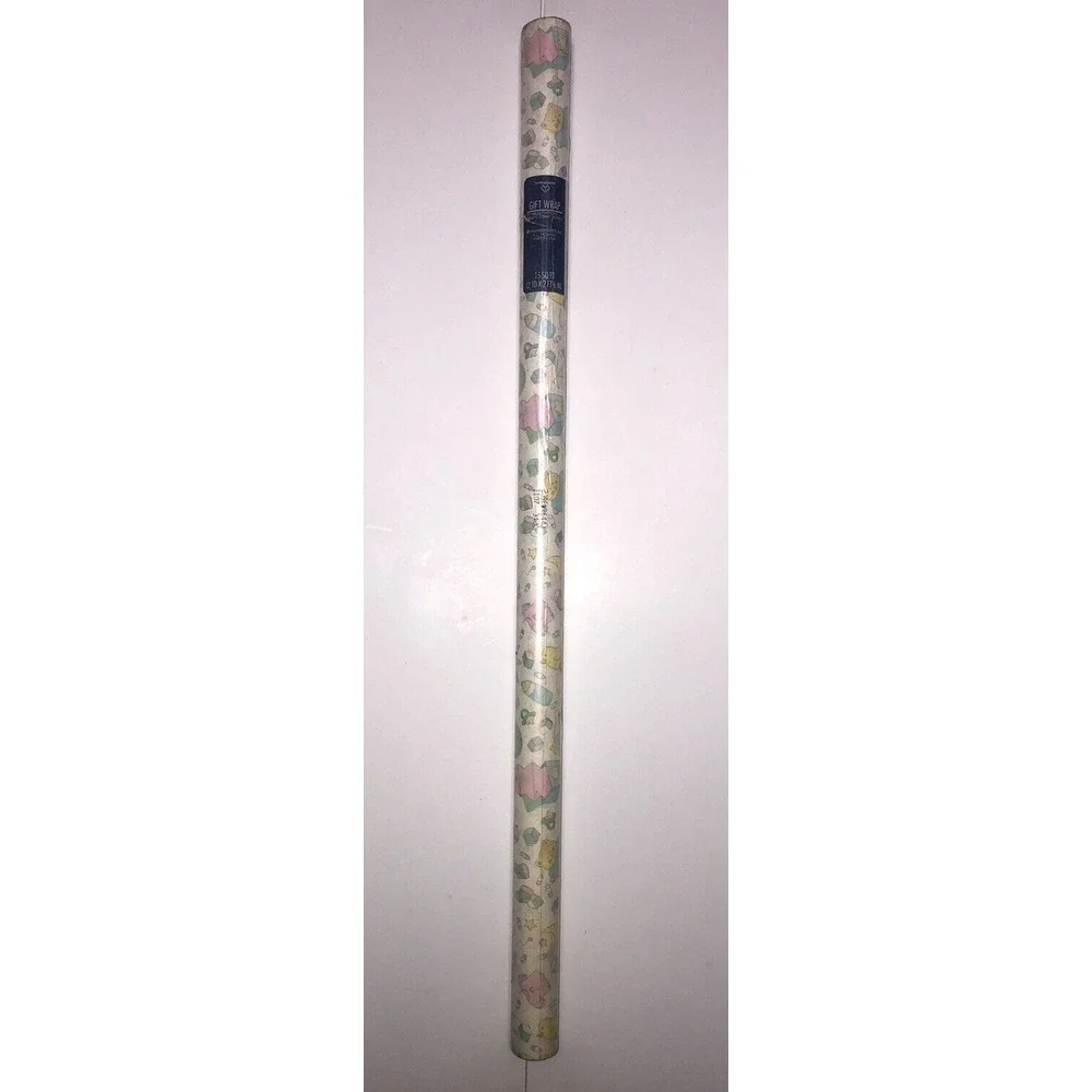 Vintage 1990 Hallmark Baby Shower Birthday Gift Wrapping Paper Ambassador NEW